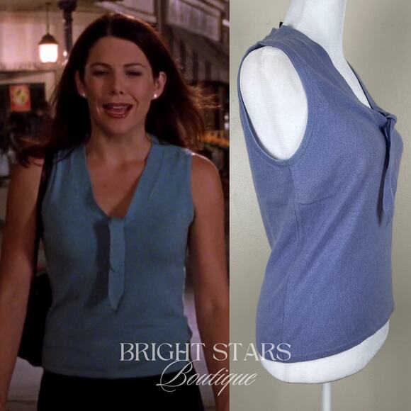 Rare Vintage Sleeveless Cashmere Sweater Vest ALT ASO Lorelai Gilmore Girls Tie - Picture 2 of 10
